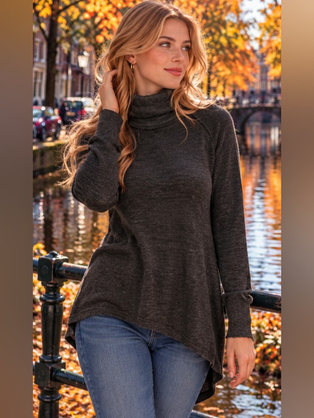 We The Free Dark Gray Turtleneck Sweater Size Extra Small